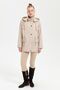 Women's Hooded Short Trench Coat with Pockets Beige - 2