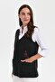 Women's V-Neck Pocket Embroidered Wool Vest Black - 7