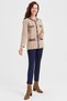 Women's Crew Neck Tasseled Square Accessory Wool Jacket Red Beige - 5