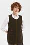 Women's Crew Neck Embroidered Short Wool Vest with Pocket A.Green - 8
