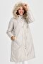 Women's Hooded Checkered Long Quilted Coat Beige - 7