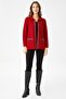 Women's Polo Collar Zipper Cardigan Cherry Rotten - 3