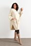Women's Stand Collar Pocket Rose Embroidered Zippered Poncho T.Melange - 8