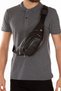 Black Leather Crossbody Crossbody Chest Shoulder and Waist Bag with USB Headphone Outlet
