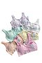 3-Pack Dondeza Young Girls Pastel Color Padded Flat Wide Strap Training Bra Half Tank Top Bustier - 2
