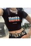 Thanks Printed Black Colored Crop - 2