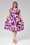 Plus Size V-Neck Short Sleeve Woven Ethnic Pattern Viscon Comfort Dress Purple - 4