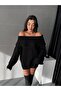 Black Women's Off-the-Shoulder Oversize Knitwear Sweater