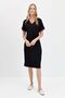 Women's V-Neck Collar and Sleeve Colored Combed Cotton Dress Black - 6