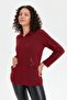 Women's Polo Collar Embroidered Short Wool Cardigan V.Red - 2