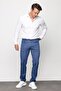 Men's Elastic Waist 5-Pocket Cotton Trousers Blue - 8