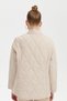 Women's Short Quilted Jacket with Snap Front and Onion Pattern in Beige - 6