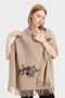 Women's Knitwear Brass Knitted Embroidered Wool Shawl Red Beige - 7