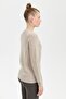 Women's Crew Neck Seamless Zippered Wool Cardigan V.Beige - 7