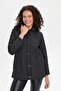 Women's Hooded Waist-Tie Short Quilted Coat Black - 2