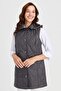 Women's Hooded Quilted Vest Gray - 7