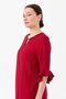 Women's Collar Chain Accessory Linen Dress Red - 3