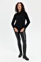 Women's Degaje Collar Seamless Front Thessaloniki Knitted Wool Sweater Black - 2