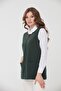 Women's Crew Neck Daisy Embroidered Wool Vest Green - 6