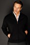 Men's Stand Collar Steel Knit Wool Knitwear Coat Black - 2