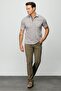 Men's Polo Neck Jacquard Short Sleeve T-shirt Beige - 2