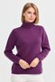 Women's Woolen Sweater with Full Turtleneck and Hair Braided Shoulder Detail - A.purple - 6