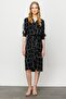 Women's Shirt Collar Pearl Buttoned Combed Cotton Dress Black/ecru - 4