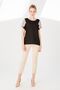 Women's Crew Neck Low Sleeve Floral Printed Combed Cotton Blouse Black - 2