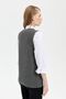 Women's Crew Neck Embroidered Short Wool Vest with Pocket, Smoked - 5