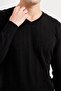 Men's V-Neck Patterned Plain Sweater Black - 4
