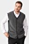 Men's V-neck Pique Woven Wool Vest with Felt Accessories, Smoked - 6