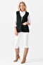 Women's V-Neck Shoulder Pocket Cover Felt Embroidered Buttoned Vest Green
