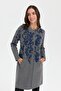 Women's Stand Collar Floral Long Wool Cardigan Smoked