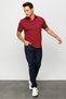 Men's Polo Neck Collar and Sleeve Knitwear Pocket T-shirt Claret Red - 3