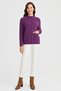 Women's High Collar Pocket and Sleeve Hair Knitted Wool Cardigan Black Purple - 4