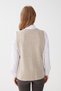 Women's Steel Knit Pocket Zippered Plain Knitwear Vest Beige - 3