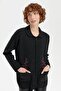 Women's Polo Collar Embroidered Short Wool Cardigan Black - 3