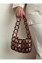 Coffee Satin Lined Casual Bag Evening Dress-Event Bag Handbag Shoulder Bag - 2