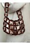 Coffee Satin Lined Casual Bag Evening Dress-Event Bag Handbag Shoulder Bag - 8