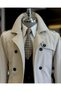 Italian Style Slim Fit Seasonal Men's Trench Coat Coat Stone T11335 - 5