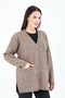 Women's V-Neck Mink Buttoned Pocket Knitted Wool Mother Knitwear Short Cardigan - 6