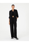 Black High Waist Cupro Fabric Loose Fit Trousers 50291295-Vr046 - 3