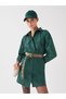 Texx Store Quality Lcw Vision Green Gabardine Plain Standard & Regular Shirt Collar Mini Shirt Dress - 5