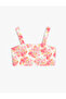 Floral Crop Blouse Strappy Square Neck Viscose Fabric