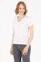 Women's Ecru V-Neck T-Shirt 50262532 -Vr019 - 3