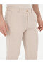 Beige Slim Fit Linen Blended Canvas Trousers 50284261-Vr011 - 5