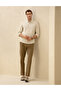 Khaki Carrot Fit Linen Blend Canvas Trousers 50291517-Vr027