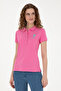 Women's Pink Basic Polo Neck T-Shirt 50262699-Vr041