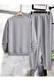 Paris Dream Maker Sweatshirt Jogger - Gray Printed Bottom Top Tracksuit Set Crew Neck - 2
