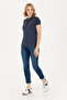 Women's Navy Blue Basic Polo Neck T-Shirt 50262695-Vr033 - 4